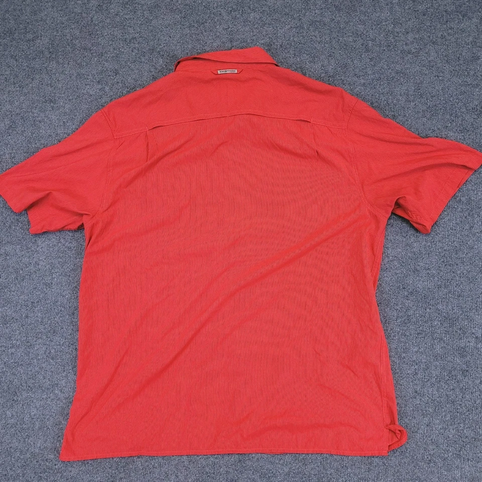 ExOfficio Hiking Shirt Mens XL Button Up Red Nylon Blend Micro Striped Vented - Image 3 of 4