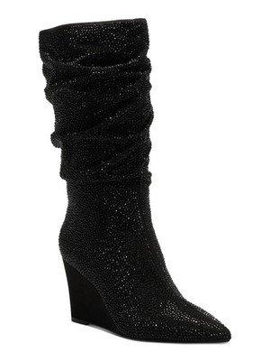 INC Womens Black Arch Support Florelle Pointed Toe Wedge Slouch Boot 9 M