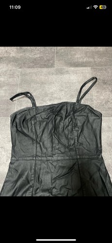 Women’s Biker Style Strappy Mini Dress Leather Like Fabric Size 8 Uk - Picture 2 of 6