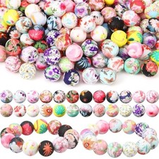 120 Pcs 15mm Silicone Beads Bulk Flower Silicone Beads Floral Print Ru