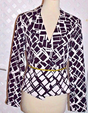 DONNA DEGNAN NY Women's Stretch BLACK  WHITE JACKET BLAZER PEPLUM WAIST New 2
