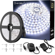 LED Light Strip,16.4ft Dimmable LED Tape Light, 6000K Daylight White Strip Li...