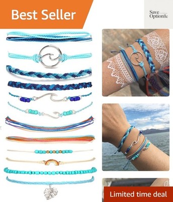String Bracelets for Women Boho Wave Surfer Beach Wear Cute Bracelets Set Sum...