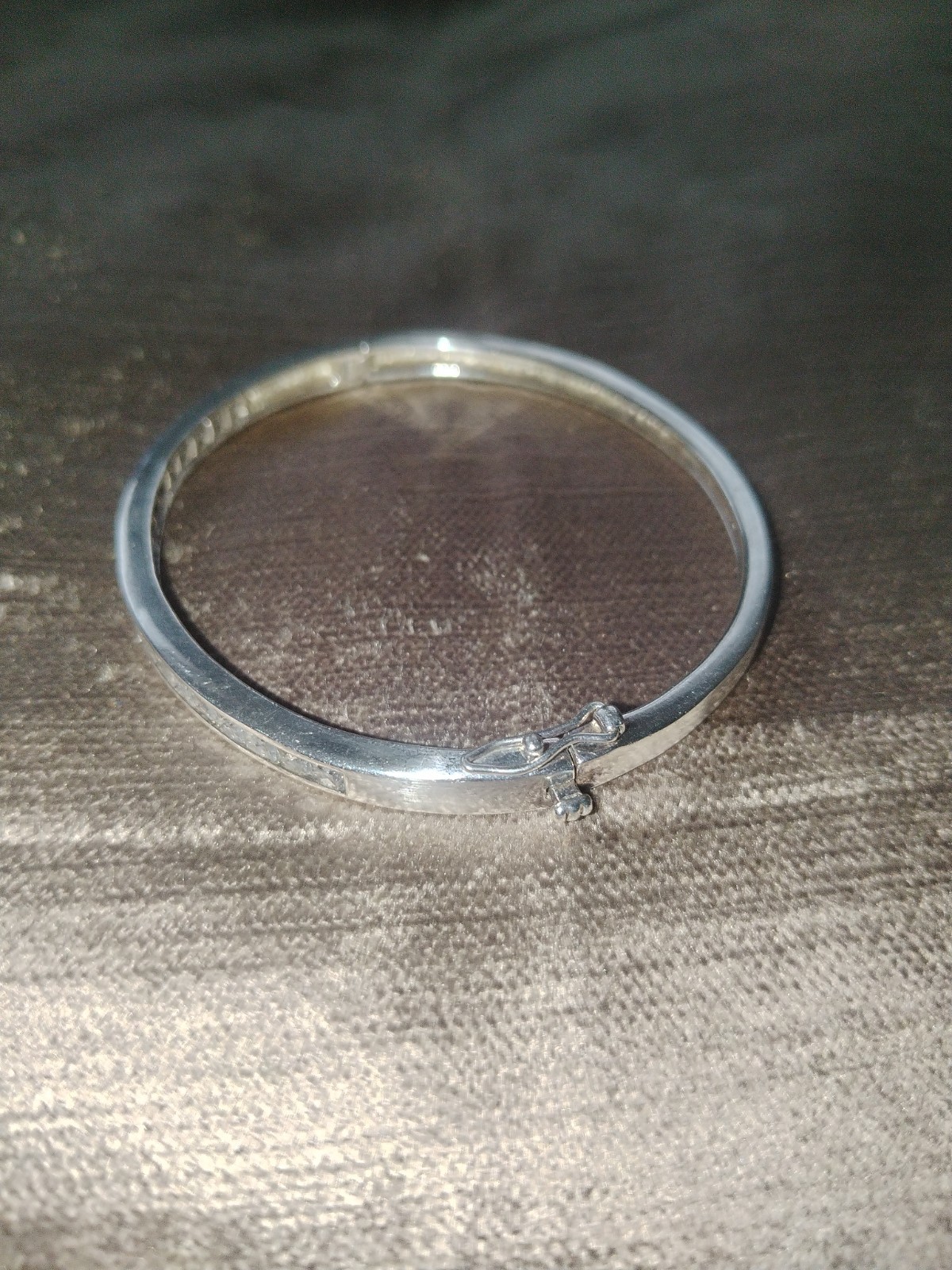 Wjj 925 Solid Sterling Silver Bangle Bracelet wit… - image 3