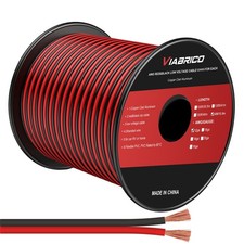 12 Gauge 50FT Electrical Wire 2 Conductors Red Black Hookup LED Lighting Stri...