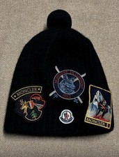 moncler black wool hat made in Italy Size Medium
