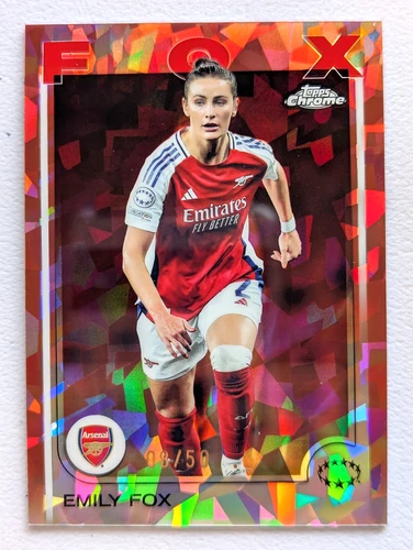 #8/50 SP 2024-25 Topps Chrome UEFA WCL Emily Fox Sapphire Rose Gold Refractor