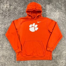 Clemson Tigers Hoodie Sweatshirt Mens Large Orange Nike Logo Pullover  NCAA Y2K