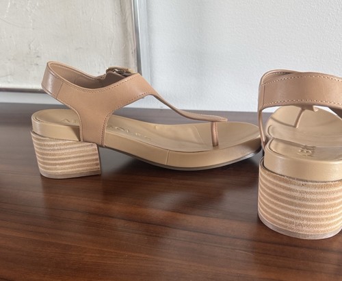 AEROSOLES California Comfortable Women's Thong Sandals Beige Bisque Leather 7.5 - Picture 6 of 7