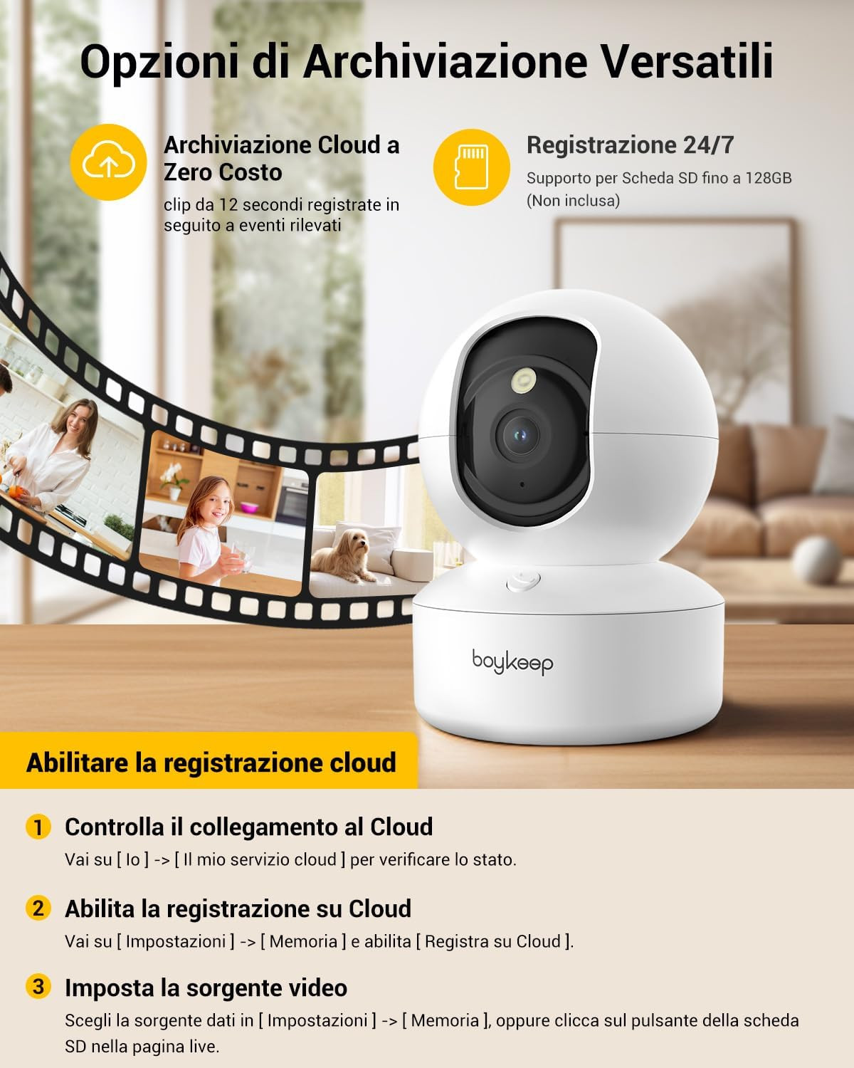OFFERTA 2K Telecamera Wi-Fi: Sicurezza Interna 24/7 con Visione Notturna - 3