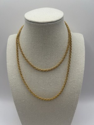 Eisenberg Vintage Gold Tone Rope Chain Necklace 30  Classic Statement Jewelry