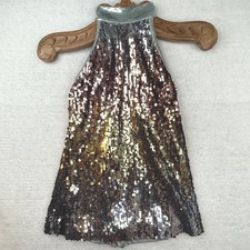 Weissman Sequin Halter one pc Leotard Girls Size IC Silver Gold Sparkle Dance