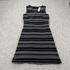 Ann Taylor Dress Womens 4 Black Striped Fit Flare Sleeveless Lined Work Office