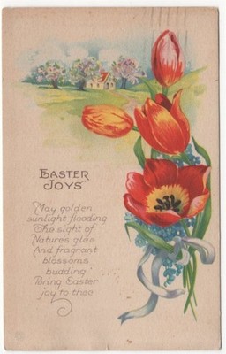Easter Joys May Golden Sunlight Bring Easter Joy to Thee 1923 Antique Postcard 