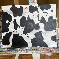 Abstract Modern Cow Ornaments,cow Print ,original Acrylic Painting,18/14