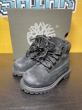 Timberland Premium 6 In Waterproof Boot Black Nubuck Size 5 M/M Toddler W/ Box