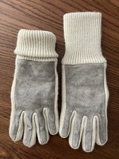 Van Raalte Thinsulate Vintage 70's Beige Taupe Suede/Knit Winter Gloves. Size 7