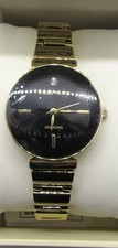NEW Anne Klein Black Gold Diamond Accent Round Women's Wrist Watch