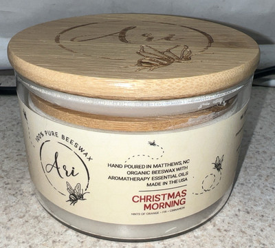 Ari Beeswax Jar Candle. Christmas Morning NEW USA All Natural 