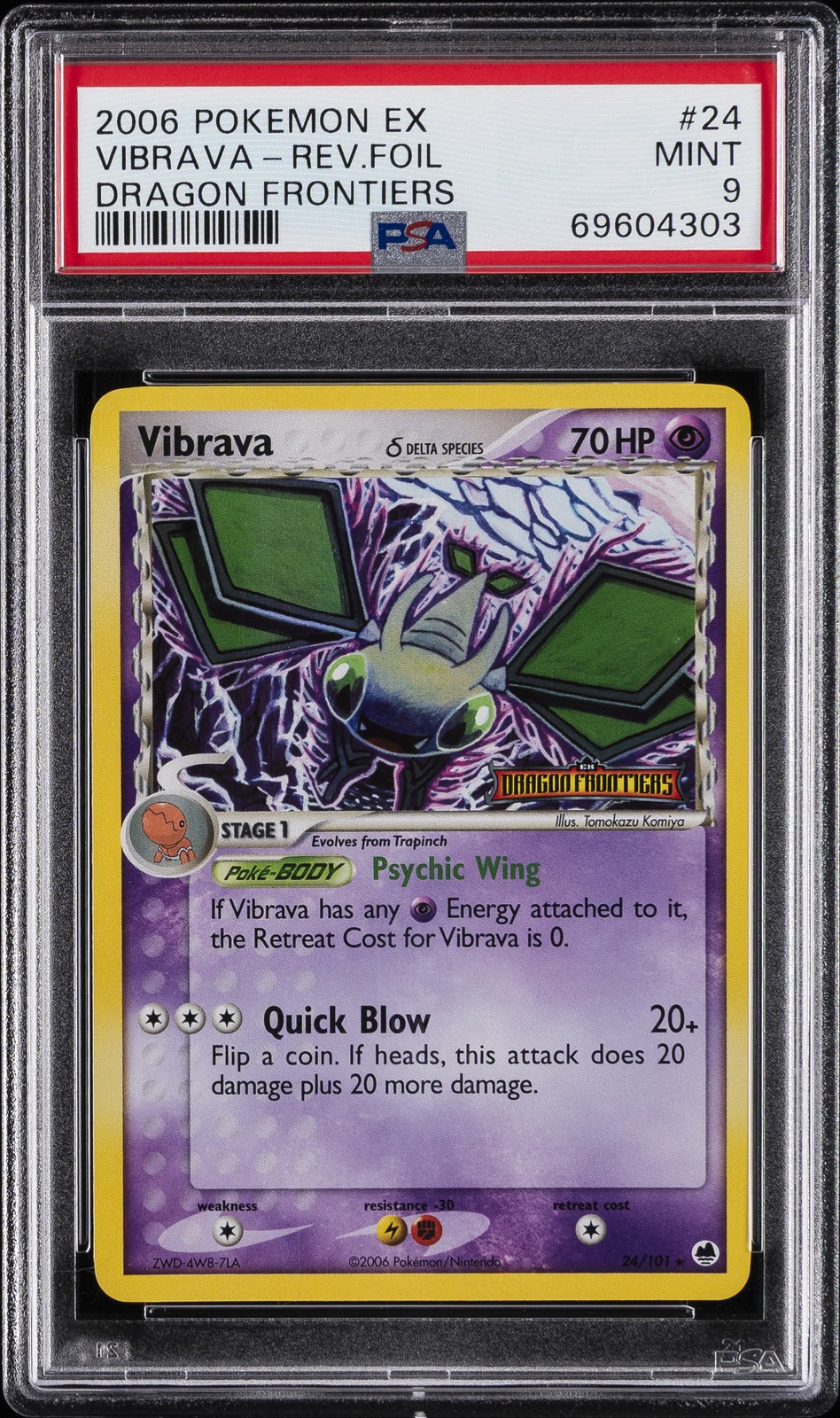 2006 POKEMON EX DRAGON FRONTIERS #24 VIBRAVA-REVERSE FOIL PSA 9