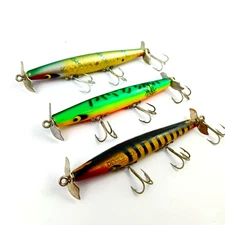 Lot 3 Vtg Smithwick DEVILS HORSE Surface Lure Muliple Color 4" Mods GOOD