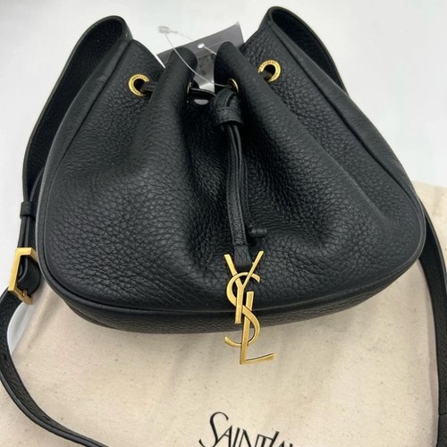 Saint Laurent Mini Paris Vii Bag - Black Leather with Gold YSL Hardware
