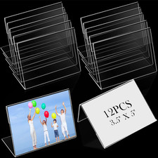 12 Pcs 3.5 X 5 Inch Acrylic Picture Frame Slant Back Photo Frame Clear Sign Hold