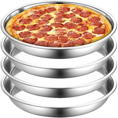4 Pack 13 Inch Stainless Steel Deep Pizza Pan, Large Round Pizza Baking Pan,