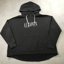 All Saints Womens Hoodie Sweatshirt Size Medium Black Oversized Spell Out