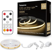 White COB Led Strip Lights Max with RF Remote, 16.4Ft 3000K Dimmable Ultra Brigh