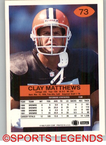 1992 Fleer NFL #1-100 - Picture 147 of 201