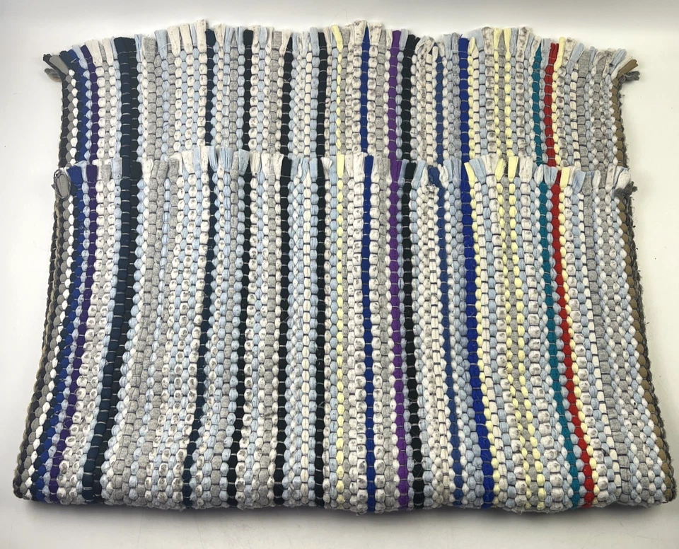 Alfombra de trapo tejida a mano vintage 22,5"x33" colorida alfombra/alfombra de dispersión de tiro Foto 4 de 4