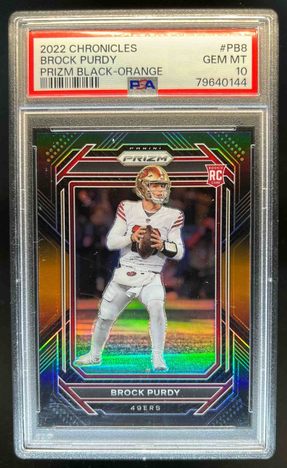 Brock Purdy Panini Chronicles Prizm Black #PB8 Orange