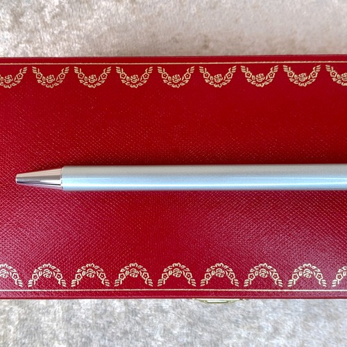 Cartier Ballpoint Pen Santos Steel Lacquer Palladium Finish with Case & Papers - Picture 7 of 15