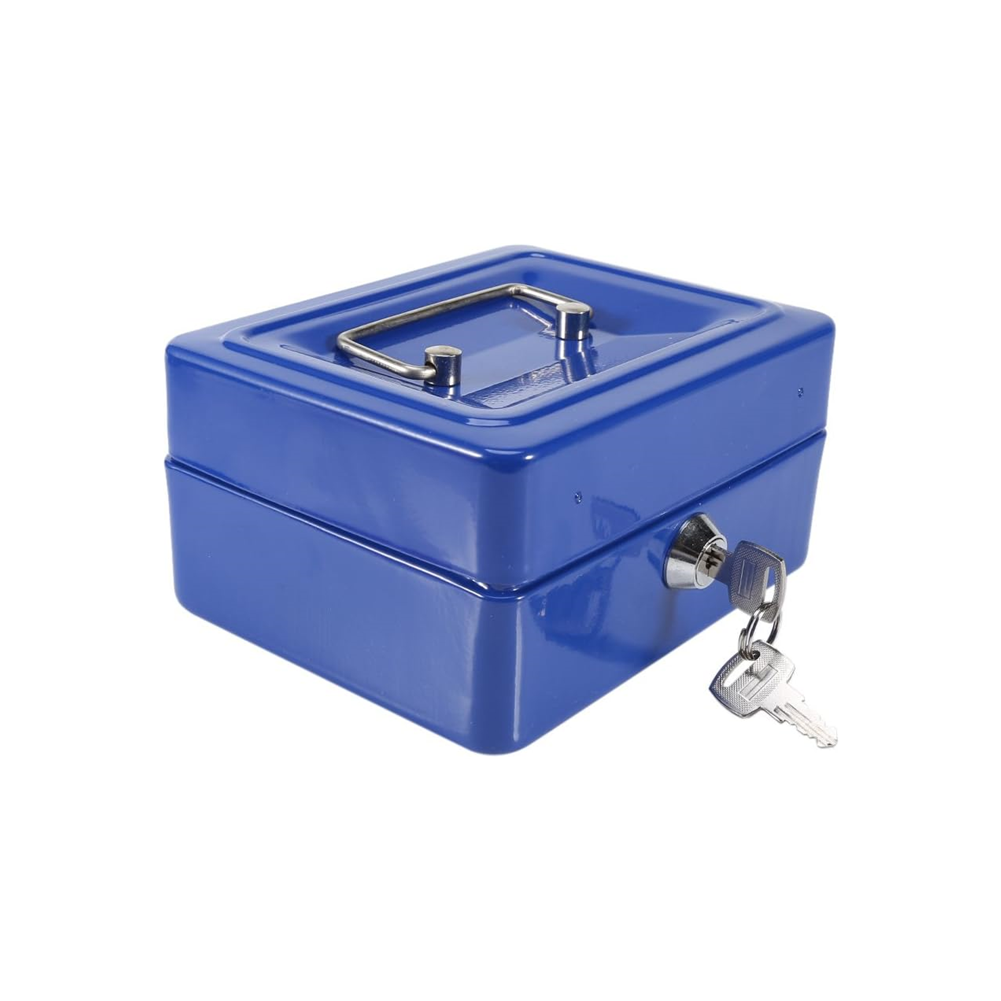 Metal Cash Box Money Bank Deposit Steel Tin Security Safe Petty Key Lockable UK