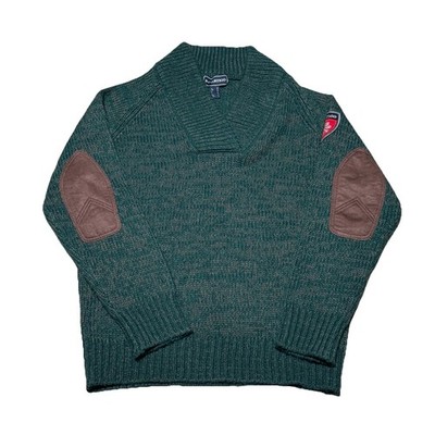 B Vertigo Men s Wool Blend Sweater Small (Fits Med) Green Elbow Patch Pullover