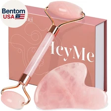 Icyme Jade Roller & Gua Sha, Face Roller Redness Reducing Skin Care Tools, Self