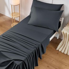 VACVELT 4PCS Cot Sheets, 31 x 75 Inch Charcoal Black Cot Fitted Sheet, Ultra ...