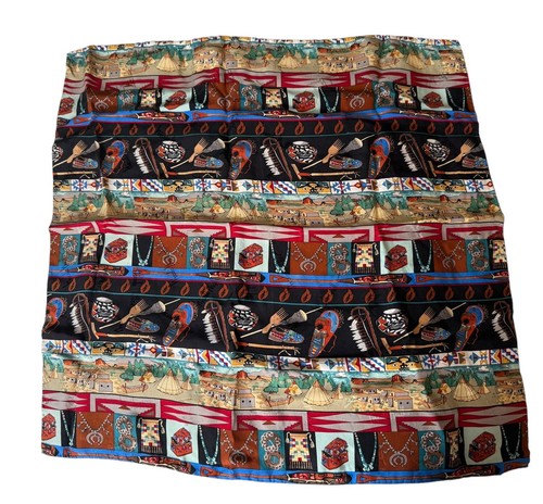 Vintage Bandana Scarf Square Native American Orange Indian Aztec Southwestern - Picture 1 of 4