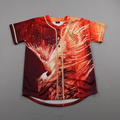Illenium Shirt Mens Large Orange Fallen Embers Baseball Jersey EDM DJ Button Up