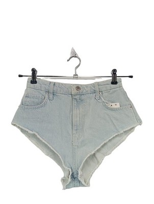 BERSHKA Jeansshorts Damen Kurze Hose Gr. DE 36 hellgrau Casual-Look