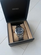 Seiko Quartz Watch Navy Dial Stainless Steel Bracelet Day Date From Japan