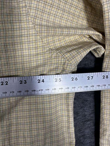 Camicia Eddie Bauer con bottoni uomo XXL 2XL alta gialla a quadri manica lunga vintage - Foto 5 di 7