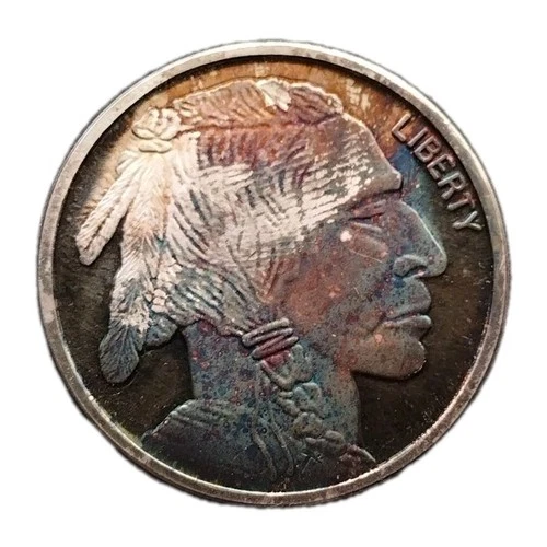 1 Troy OZ .999 Silver Indian Head Buffalo Round – Toned Bullion