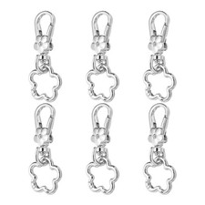 6Pcs Swivel Clasp Clip Lobster Clasps with Flower Shape Clip Silver