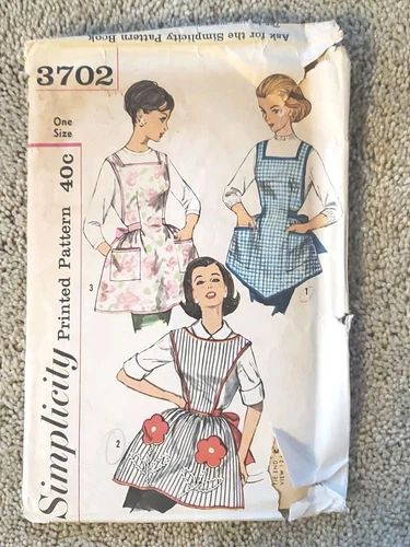 Vintage Simplicity 1 Yard Apron Pattern 3702, One Size, Used