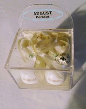 Vtg Russ Genuine Porcelain "August" Periodot Baby Booties Ornament New