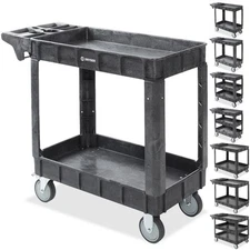 Utility Service Cart with Shelves, 550 lb. Capacity and 5" Wheels,