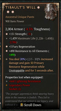    DIABLO 4 SEASONAL 14 TIBAULTS WILL PANT 3G...