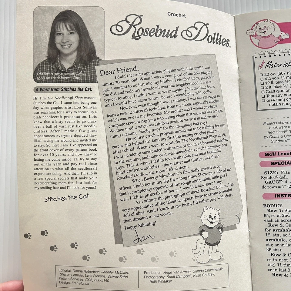 Vtg Rosebud Dollies Crochet Doll Dress Pattern Booklet 21" Doll Pattern Booklet - Image 3 of 4